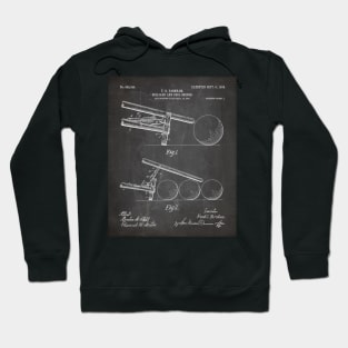 Pool Bridge Patent - Pool Art - Black Chalkboard Hoodie